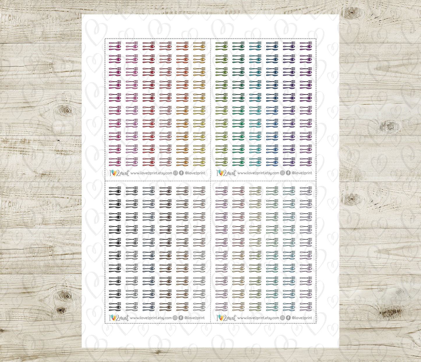 Cutterly Icon Stickers - Functional Printable Stickers - PDF & Cut Files