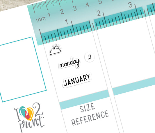 Daily Essentials Printable Planner Stickers – Days, Months & Weather Icons (PDF & Cut Files) - PDF & Cut Files