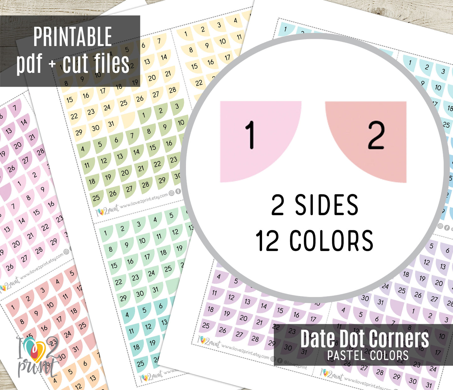 Day Cover Corners Printable Stickers Set – BUNDLE Functional Planner Stickers – PDF + Cut Files