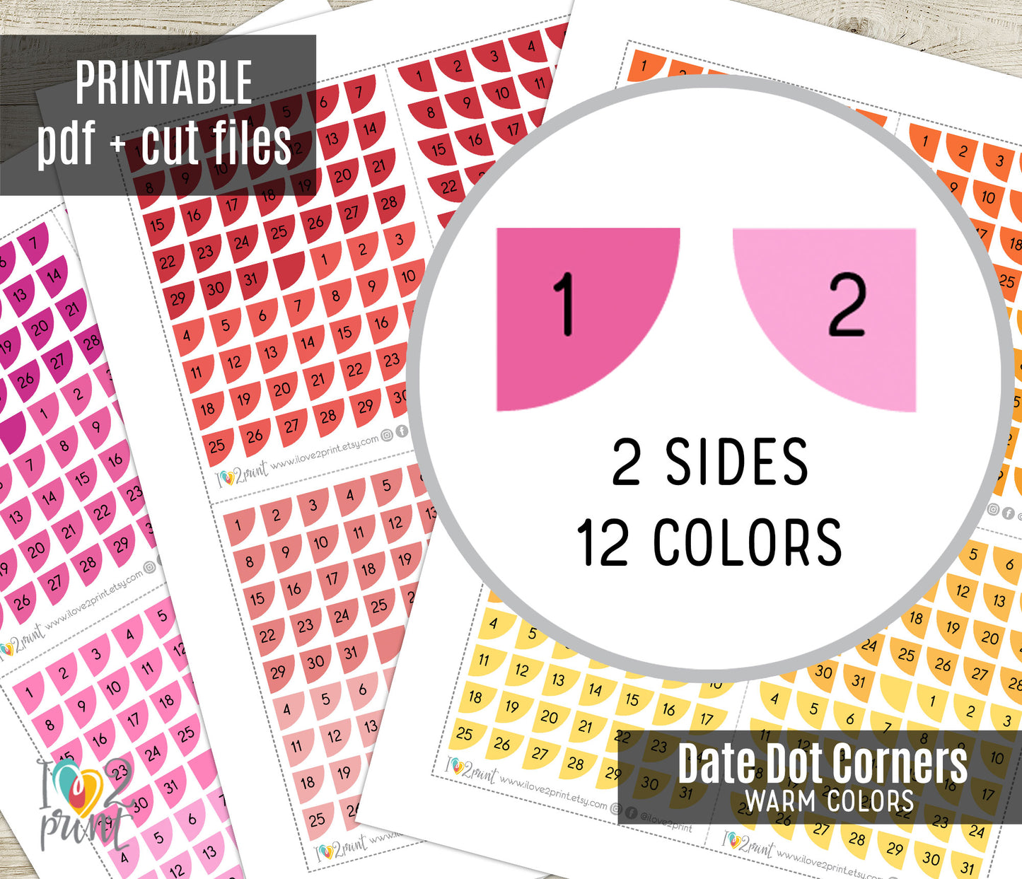 Day Cover Corners Printable Stickers Set – BUNDLE Functional Planner Stickers – PDF + Cut Files