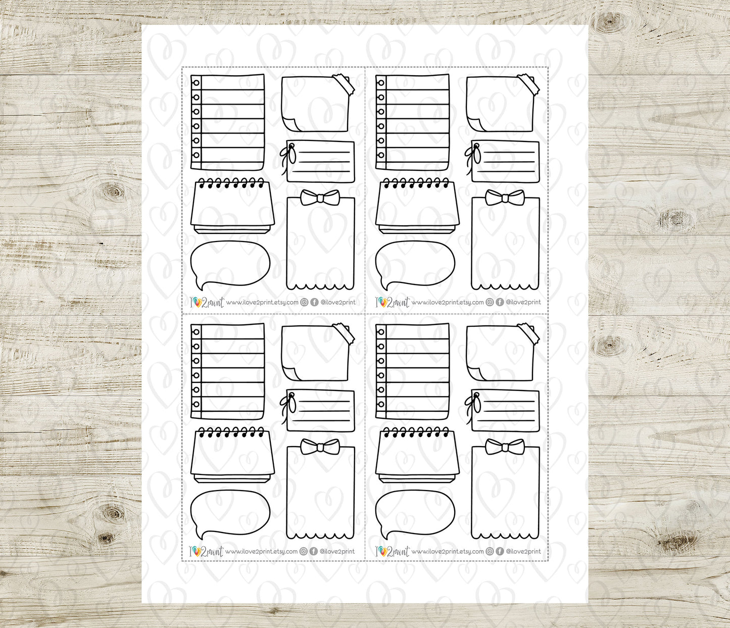 Doodle Notes Printable Planner Stickers – Fun & Functional Set – Instant Download