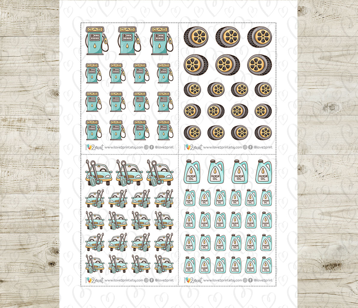 Elena Car Care – COLOR (2 Skin Tones) Printable Planner Stickers – PDF + Cut Files
