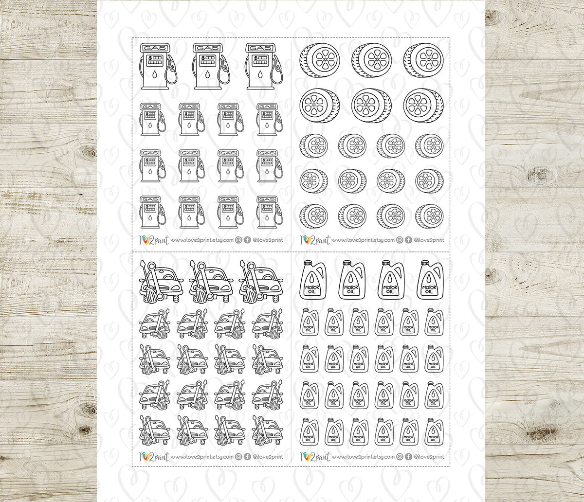 Elena Car Care – DOODLE Printable Planner Stickers – PDF + Cut Files