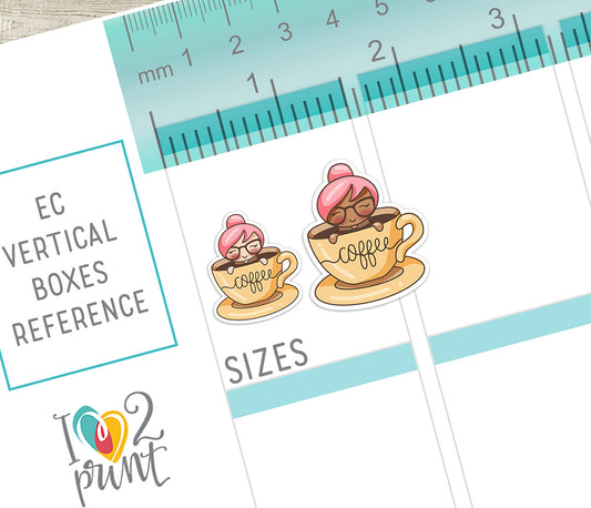 Elena Coffee Time - COLOR Printable Planner Sticker - PDF & Cut Files
