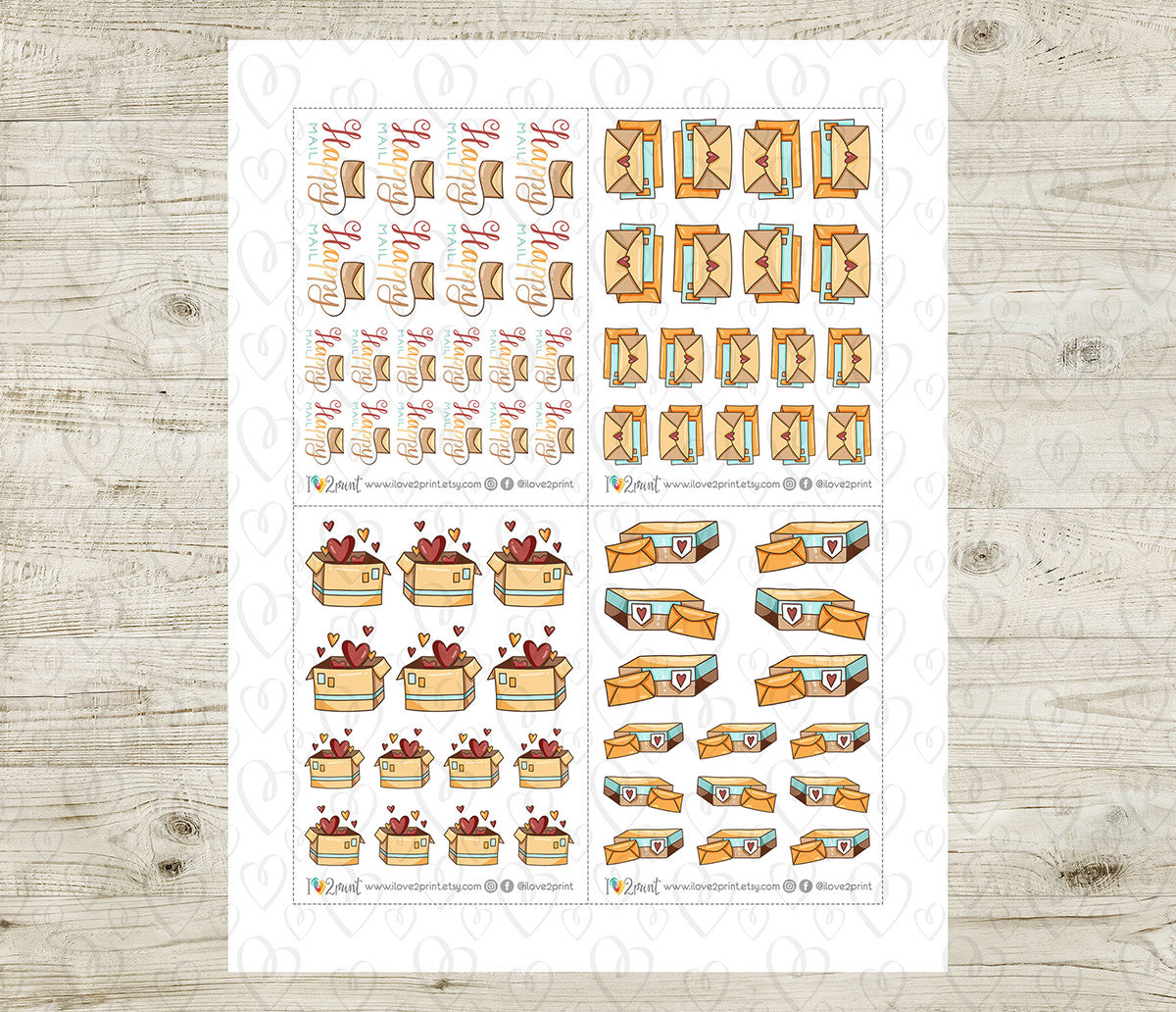 Elena Happy Mail - COLOR Printable Planner Sticker - PDF & Cut Files