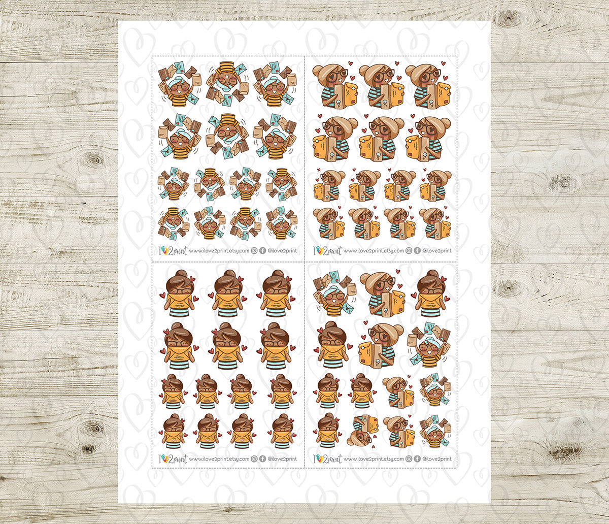 Elena Happy Mail - COLOR Printable Planner Sticker - PDF & Cut Files