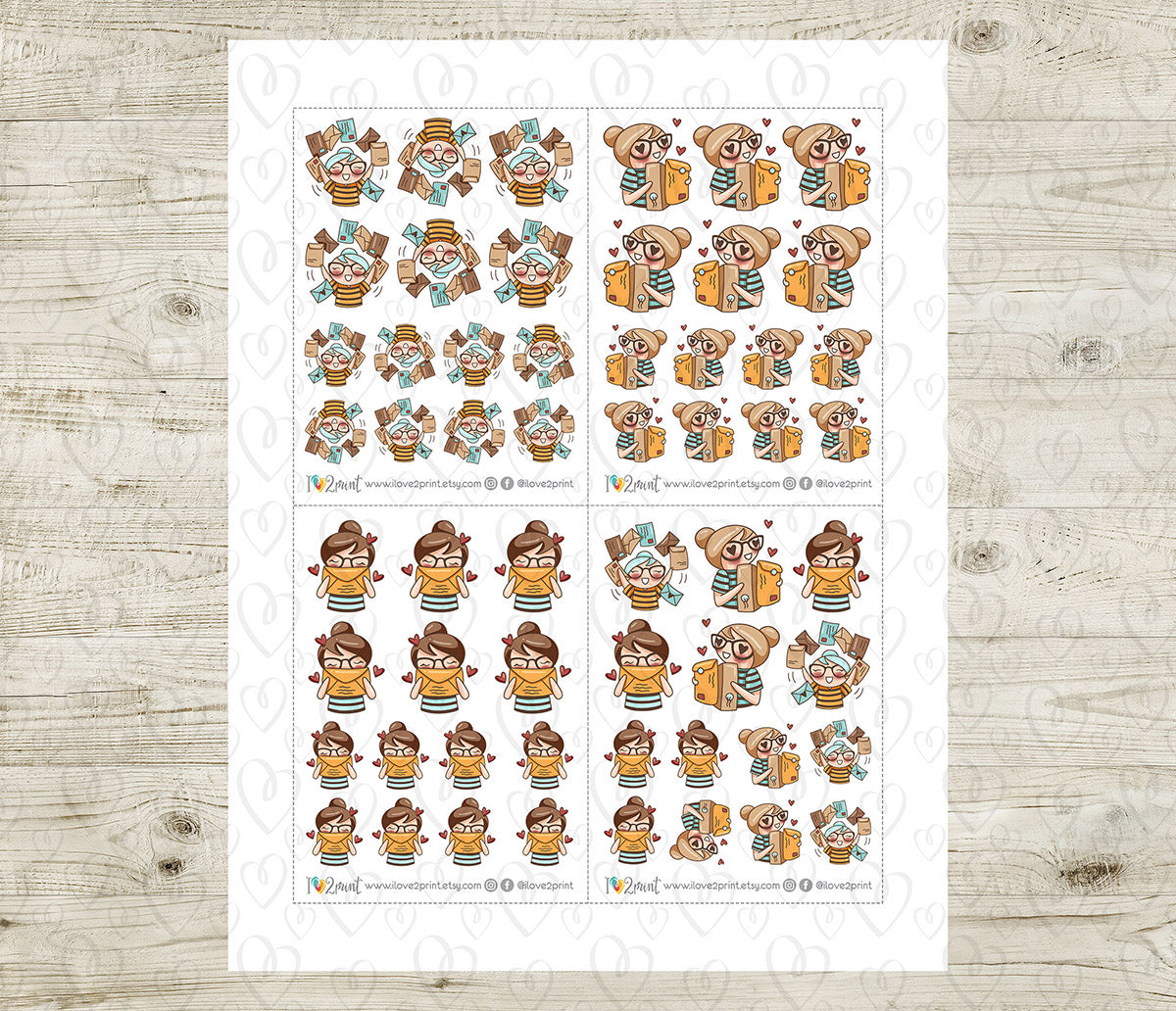 Elena Happy Mail - COLOR Printable Planner Sticker - PDF & Cut Files