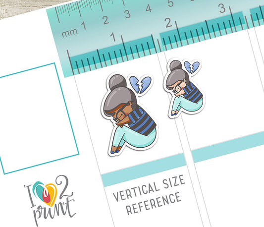 Elena Sad Day - COLOR Printable Planner Sticker - PDF & Cut Files