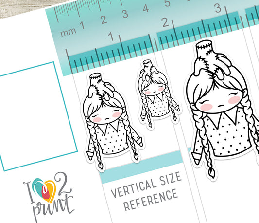 Wednesday TV Show Fan Art – DOODLE Printable Planner Stickers (Elena Style) – PDF + Cut Files