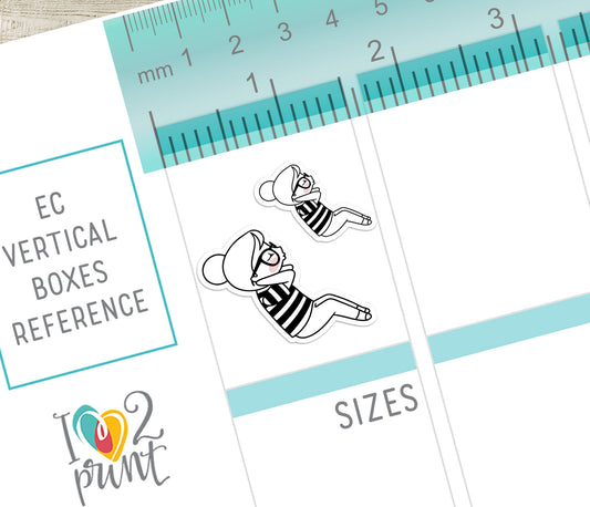 Elena Workout Set 2 – DOODLE Printable Planner Stickers – Swimming, Dance, Sit-Ups & Gear – PDF + Cut Files