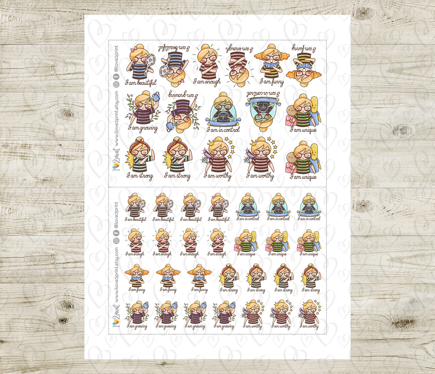 Elena Daily Affirmation Set1 - COLOR Printable Planner Sticker - PDF & Cut Files