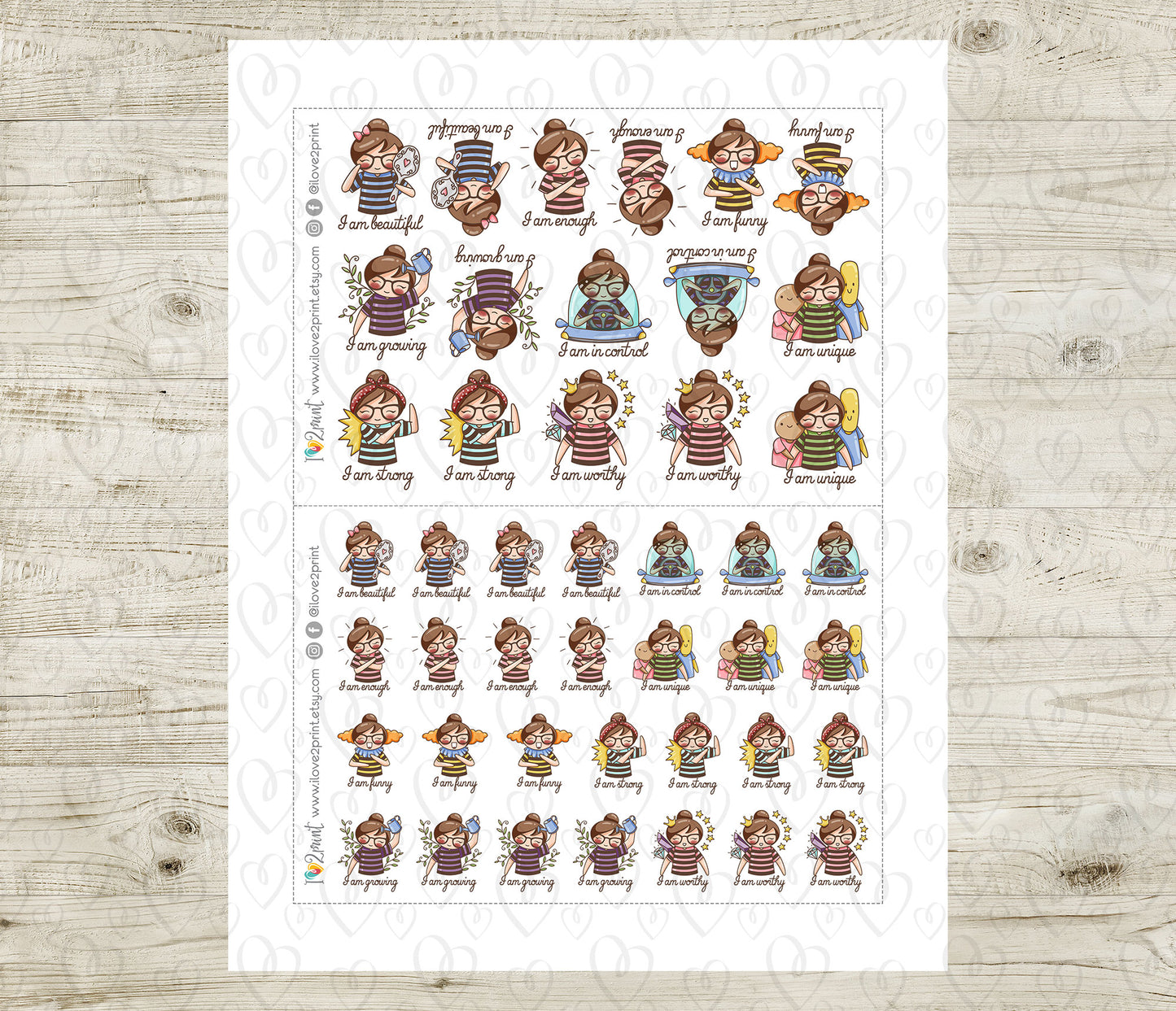 Elena Daily Affirmation Set1 - COLOR Printable Planner Sticker - PDF & Cut Files
