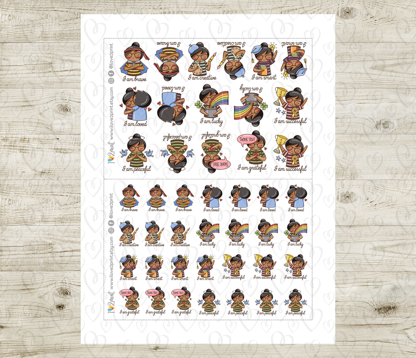 Elena Daily Affirmation Set2 - COLOR Printable Planner Sticker - PDF & Cut Files