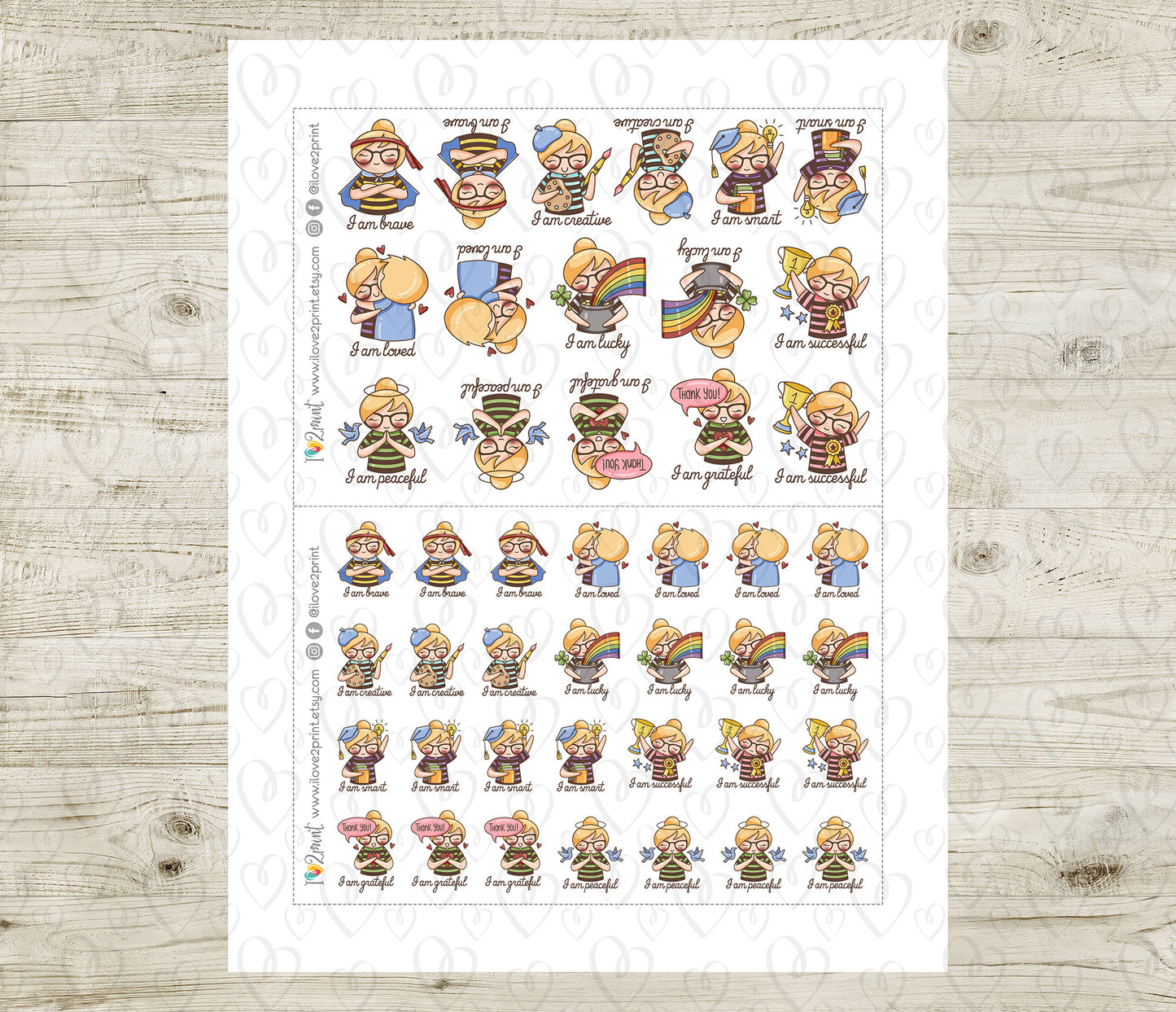 Elena Daily Affirmation Set2 - COLOR Printable Planner Sticker - PDF & Cut Files