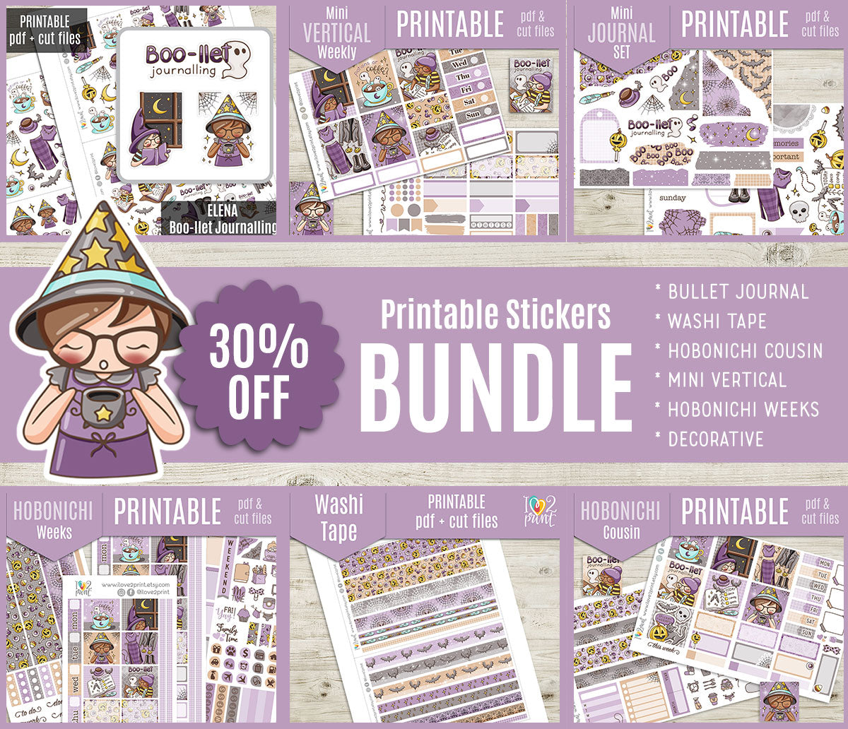 Elena Boo-llet Halloween BUNDLE – Printable Planner Stickers – PDF & Cut Files