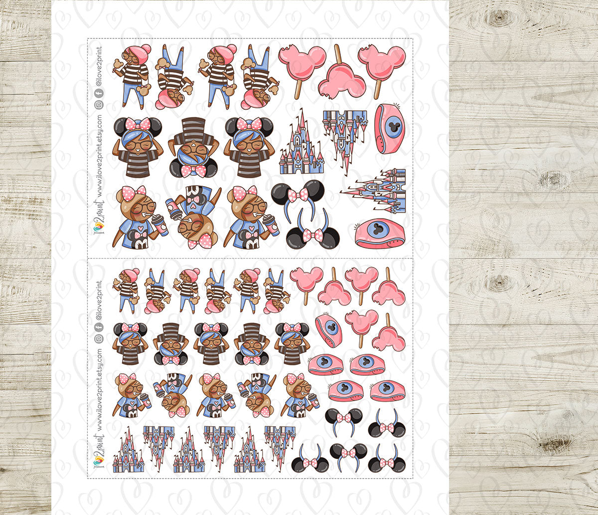 Disneyland Elena – COLOR (2 skin tones) Printable Planner Stickers – PDF & Cut Files
