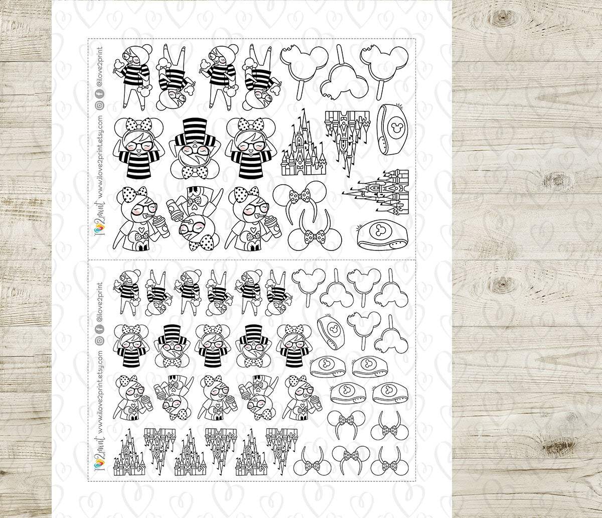 Disneyland Elena – DOODLE Printable Planner Stickers – PDF & Cut Files