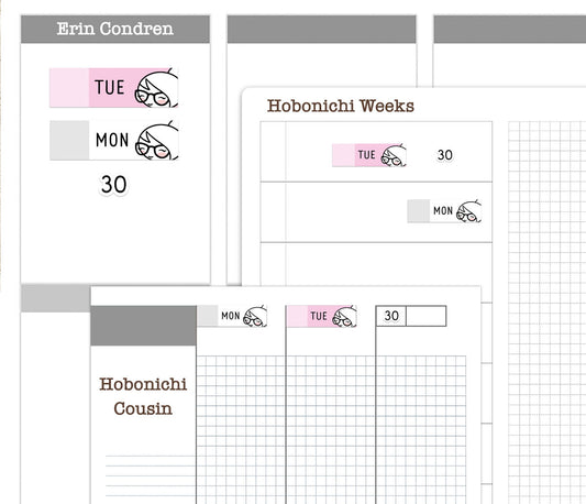 Elena Hobonichi Cousin Date Covers | 3 Color Variations + Numbers | PDF Cut Files | Instant Download