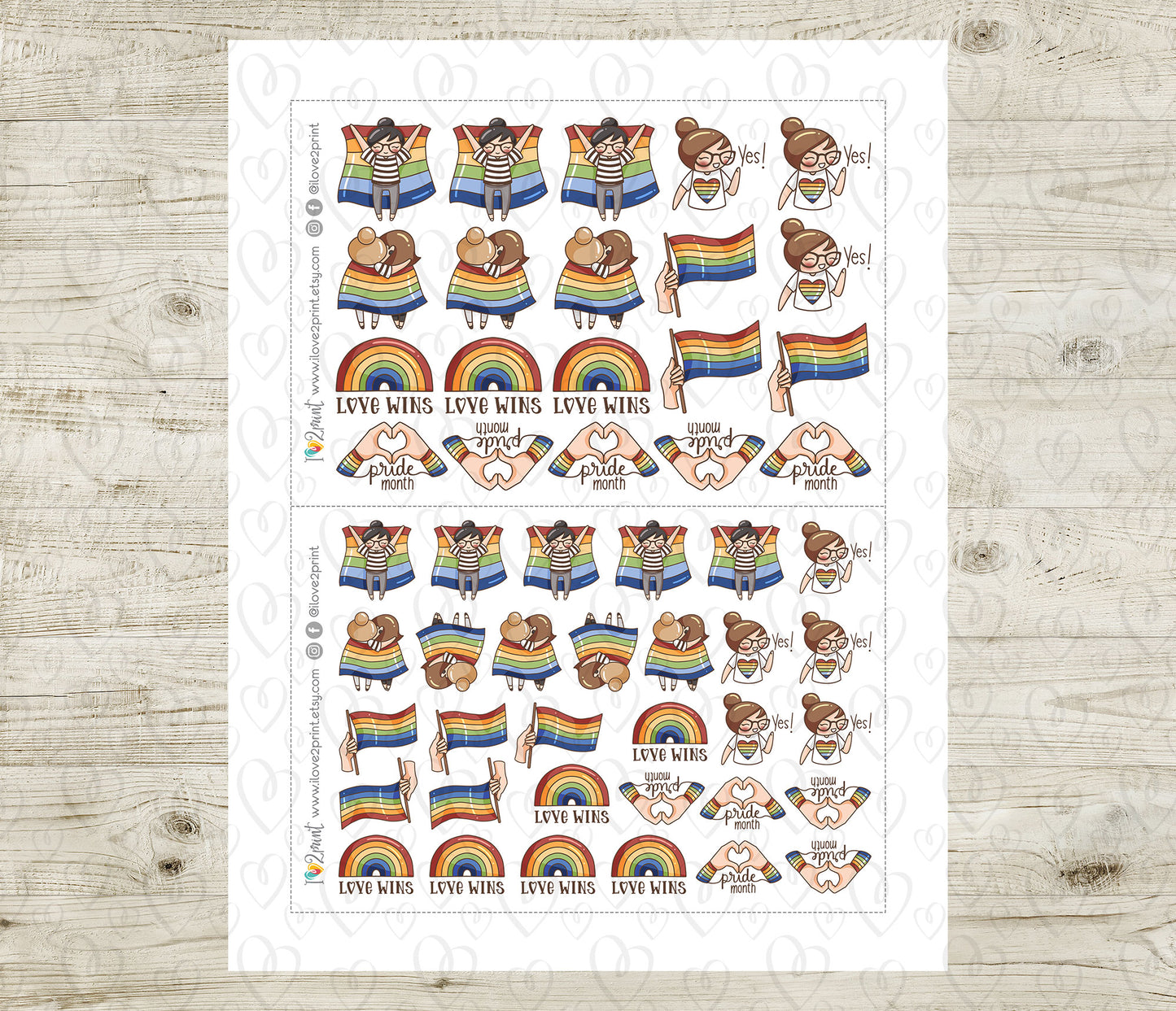 Elena Pride Month – Color Printable Planner Stickers – PDF + Cut Files – Instant Download