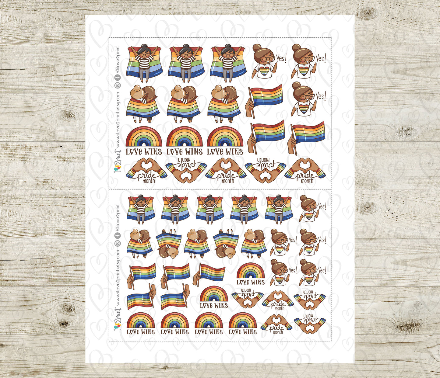 Elena Pride Month – Color Printable Planner Stickers – PDF + Cut Files – Instant Download