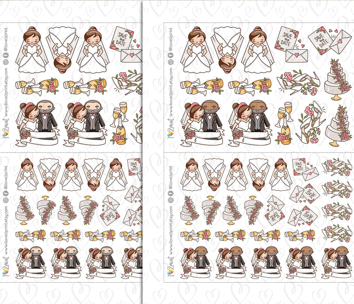 Elena's Wedding – BLACK Printable Planner Stickers – PDF & Cut Files