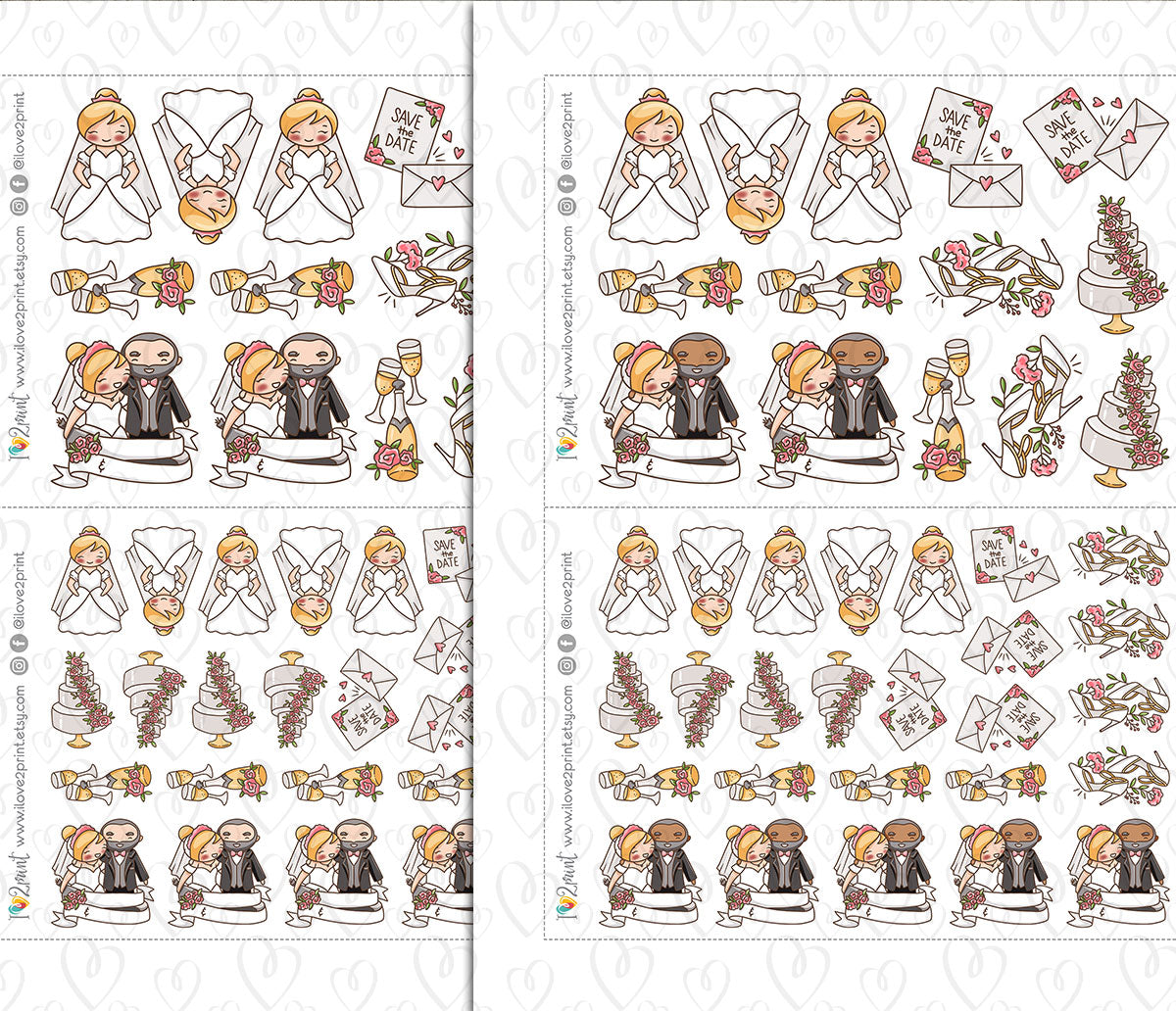 Elena's Wedding – BLOND Printable Planner Stickers – PDF & Cut Files