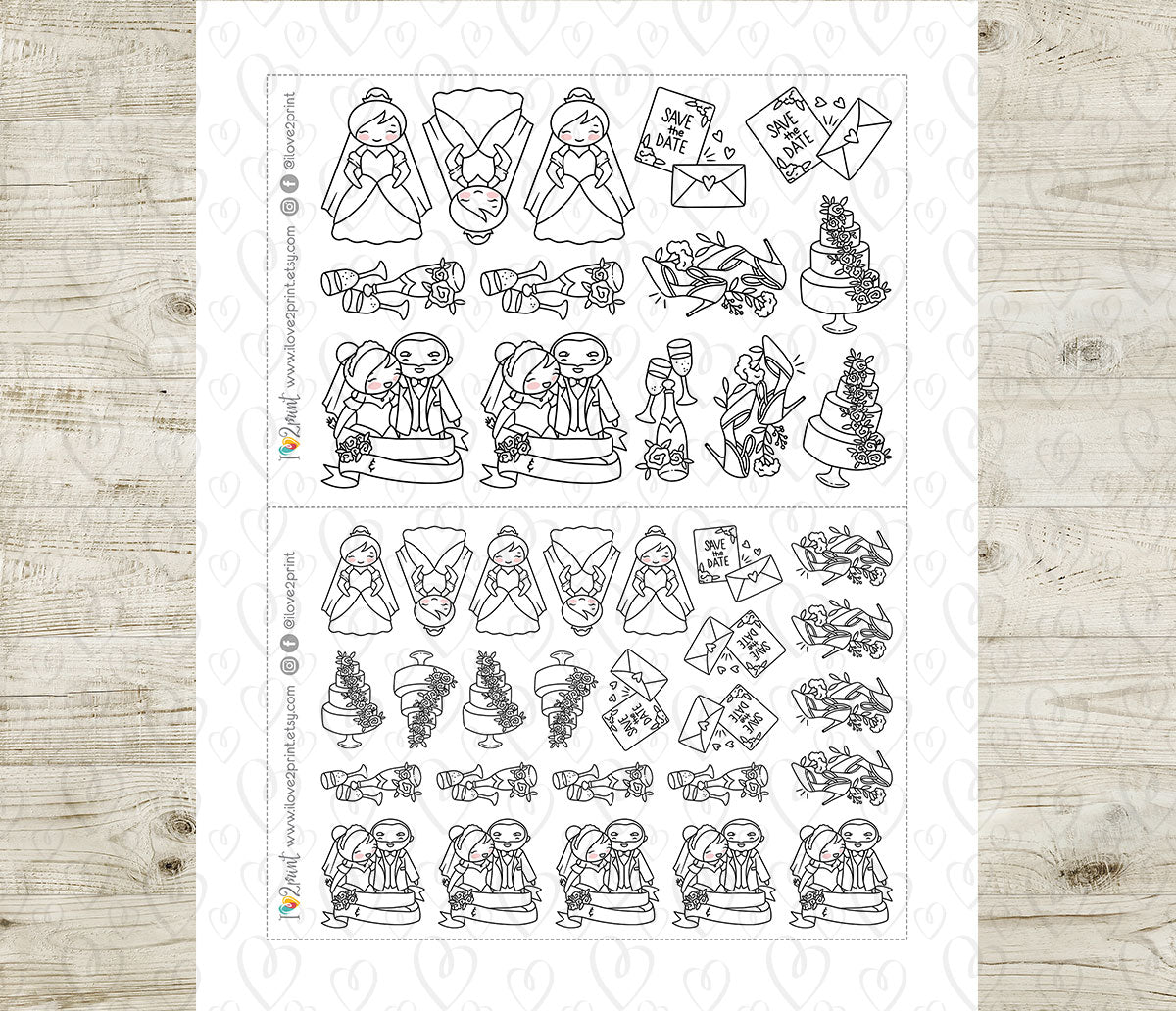 Elena's Wedding – DOODLE Printable Planner Stickers – PDF & Cut Files