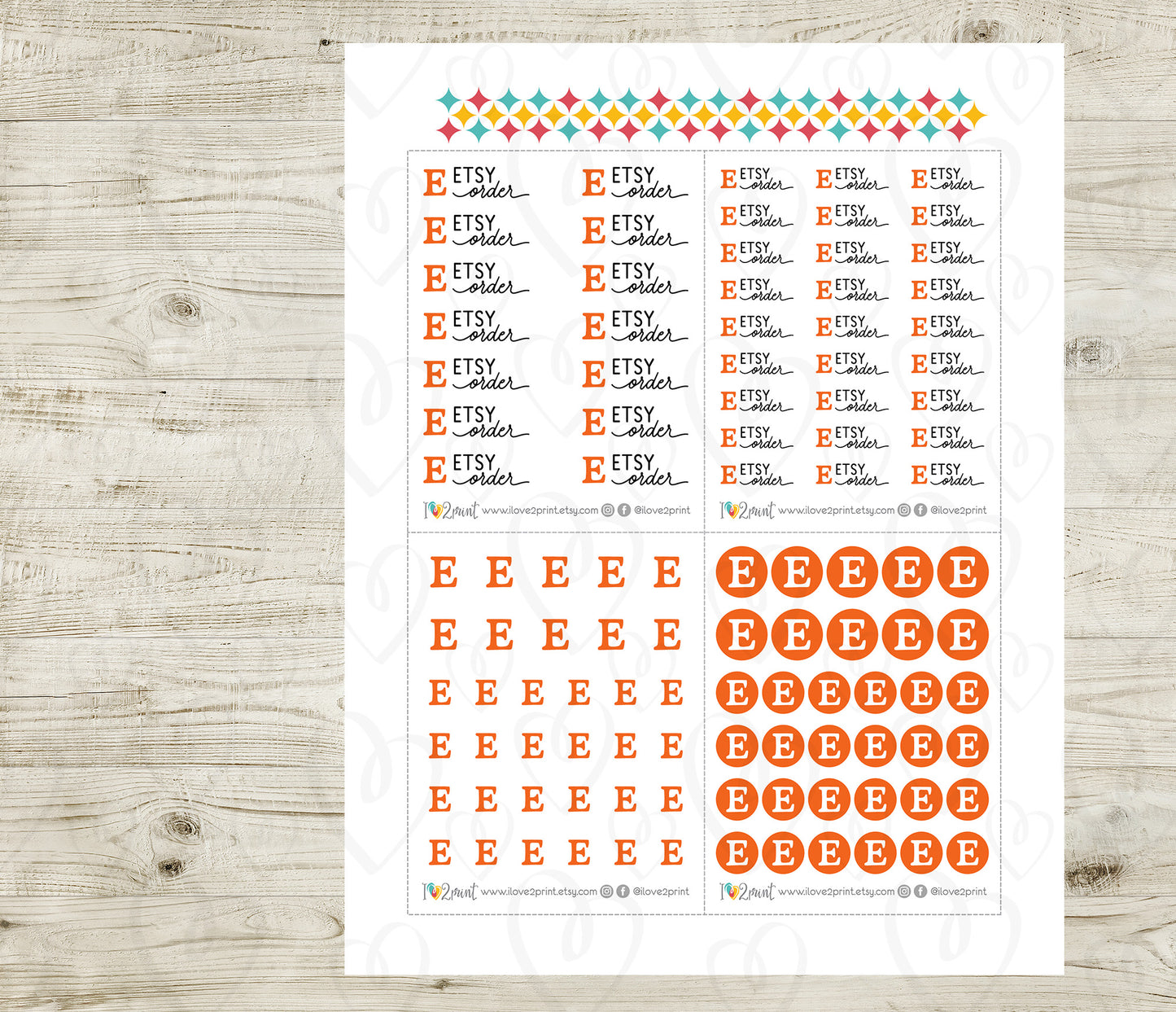 Etsy Order - Functional Printable Stickers - PDF & Cut Files