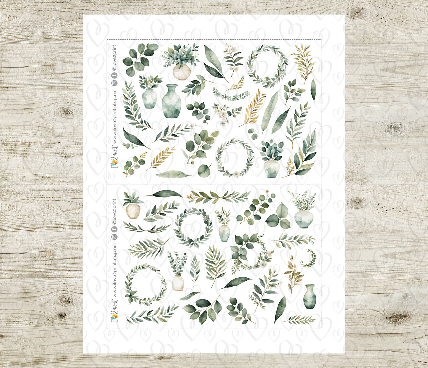 Eucalyptus Decorative Stickers - Printable PDF & Cut Files