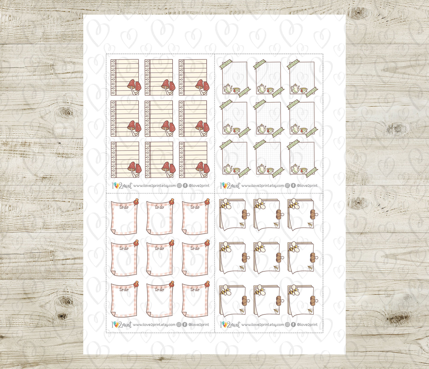 FREEBIE Fall Notes - Printable Planner Stickers - Pdf & Cut Files