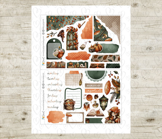 Fall Witch Journal Stickers - Printable PDF & Cut Files