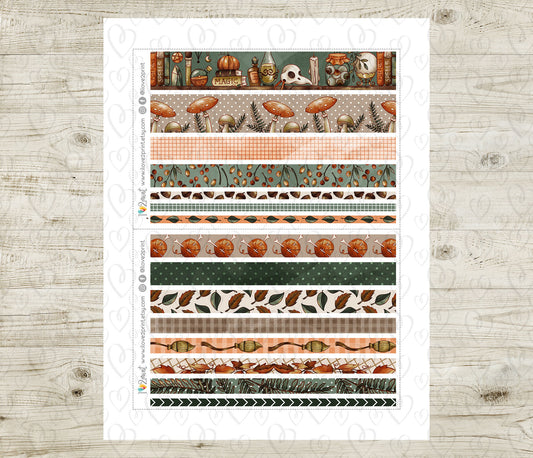 Fall Witch Washi Tape Stickers - Printable PDF & Cut Files