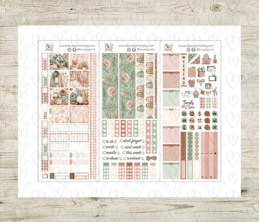 Falling for Fall – Hobonichi Weeks Printable Stickers – PDF & Cut Files