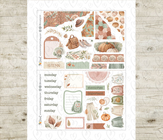 Falling for Fall – Bullet Journal Printable Stickers – PDF & Cut Files