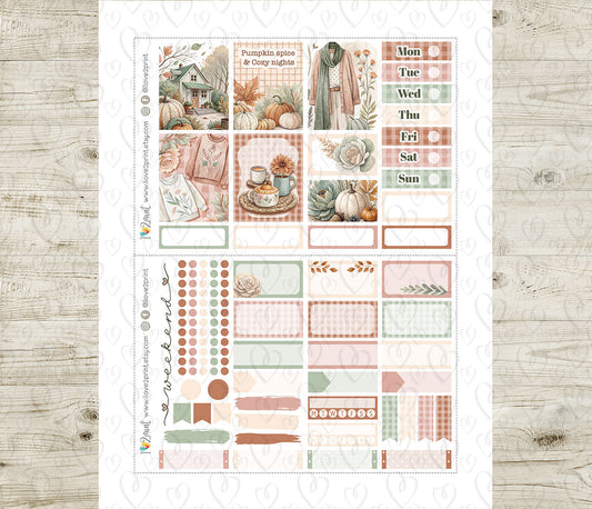 Falling for Fall – Mini Weekly Kit for Vertical Planners – Printable Stickers – PDF & Cut Files