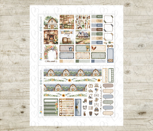 Farm Life Stickers - Hobonichi Cousin - Printable PDF & Cut Files