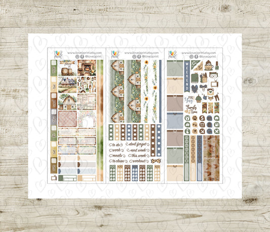 Farm Life Stickers – Hobonichi Weeks Printable PDF & Cut Files