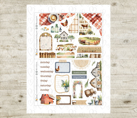 Farm Life Journal Stickers - Printable Printable PDF & Cut Files
