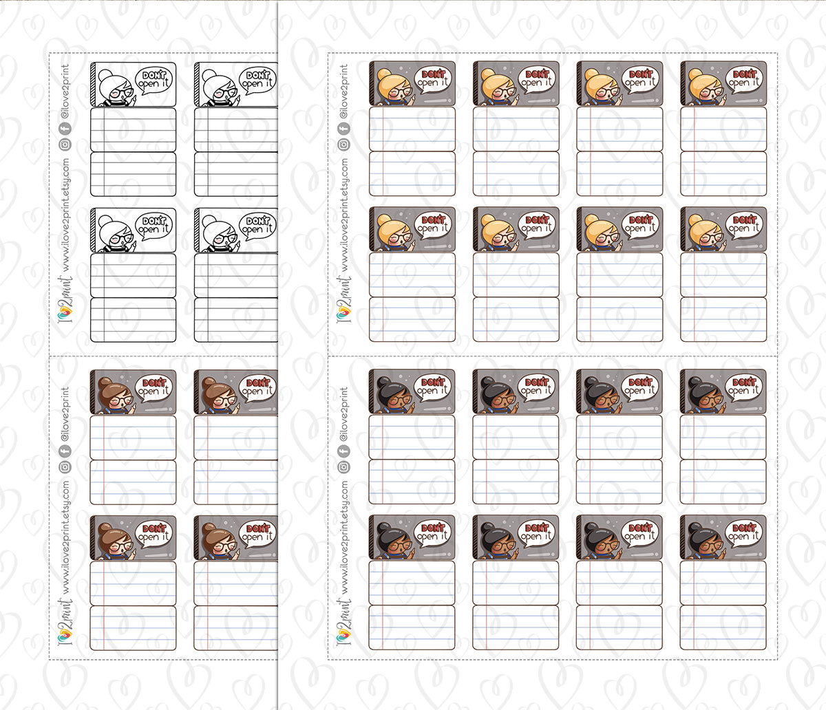 FREEBIE – Elena Foldable Notes – Printable Planner Stickers – PDF + Cut Files – Instant Download