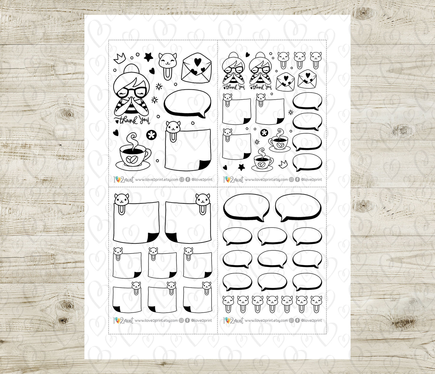 FREEBIE Elena Thanks you - Printable Planner Stickers - Pdf & Cut Files