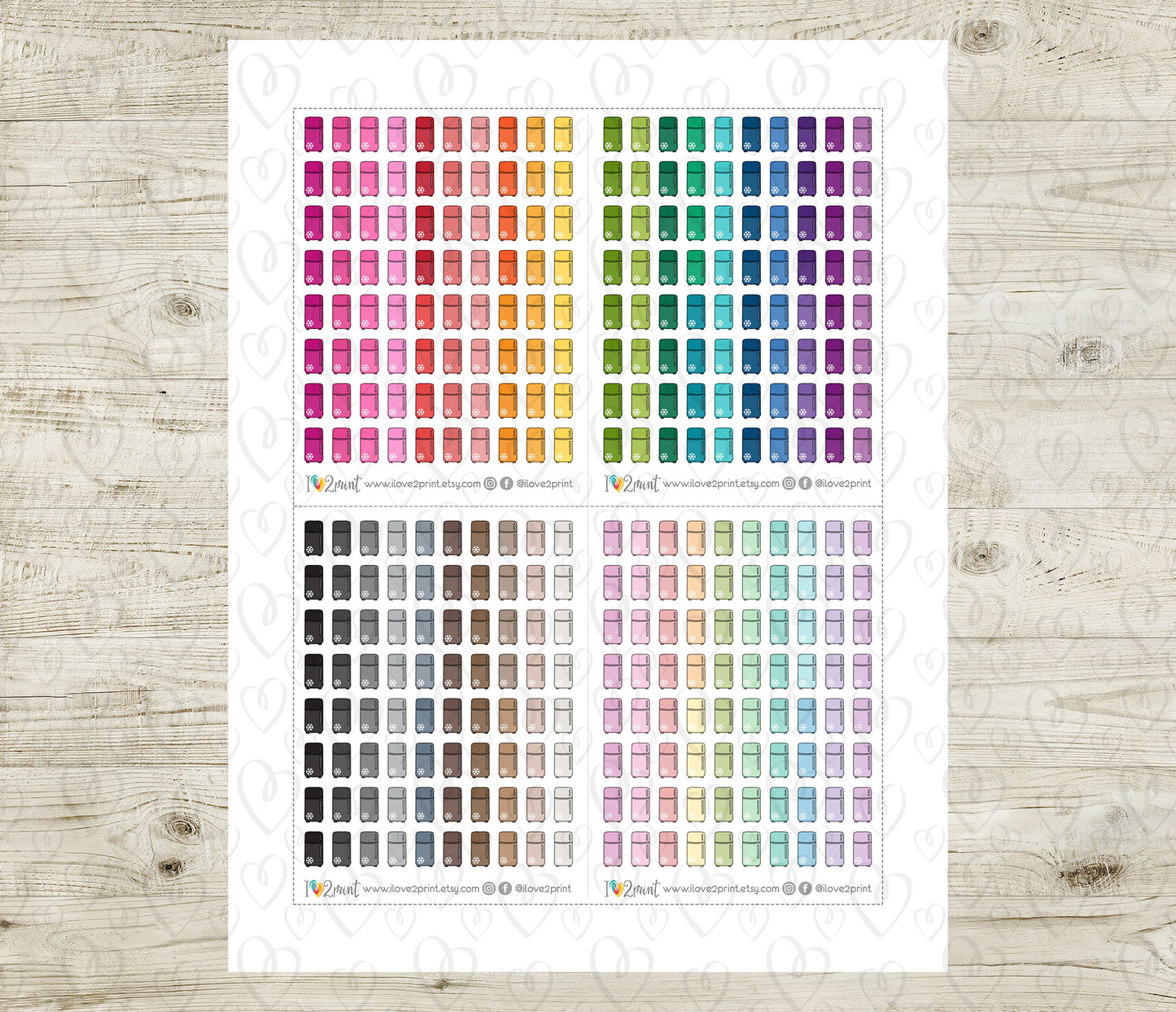 Fridge Icon Stickers - Functional Printable Stickers - PDF & Cut Files
