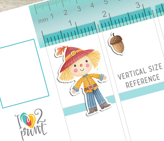 Golden Leaves – Printable Stickers – PDF & Cut Files – Fall Leaves, Scarecrow, Houses & Pumpkins