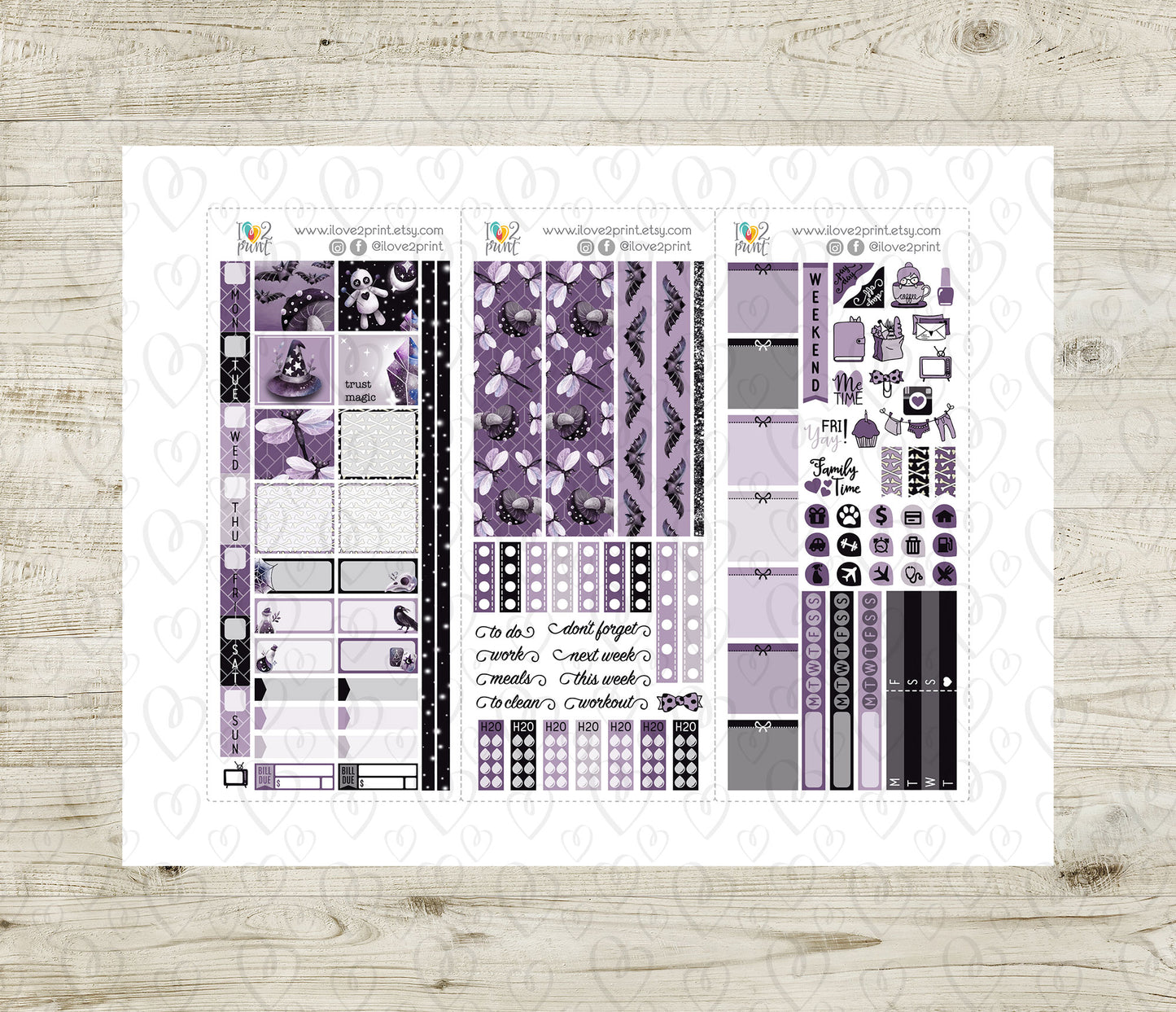 Gothic Life Stickers - Hobonichi Weeks - Printable PDF & Cut Files