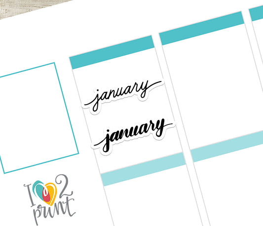 Months Handlettered Stickers - Printable Month Words - PDF & Cut Files
