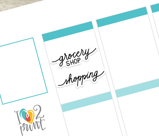 Shopping Handlettered Stickers - Printable "Grocery" "To Buy" "Online Shopping" Words - PDF & Cut Files