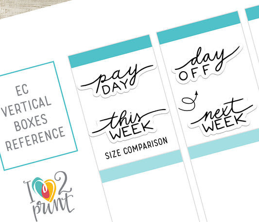 Printable Handlettered Stickers - This Week, Pay Day, Day Off, Next Week - PDF & Cut Files