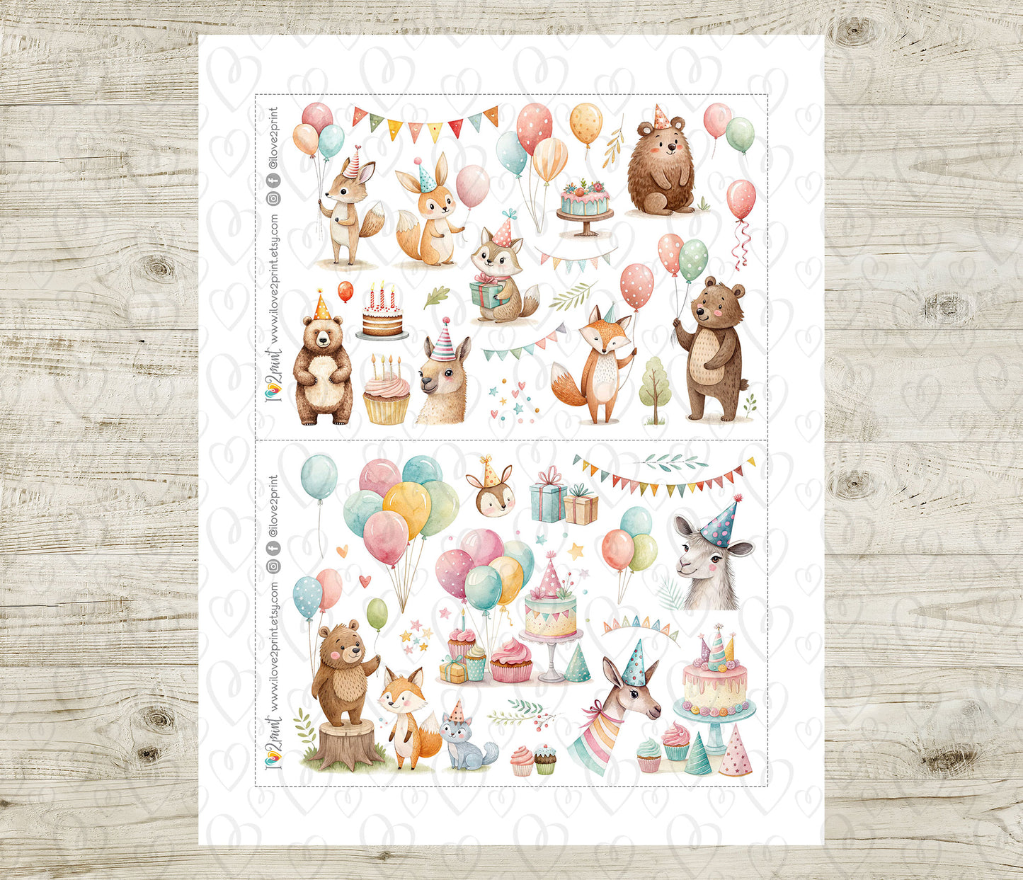 Forest Birthday Party Decorative Stickers – Printable PDF & Cut Files