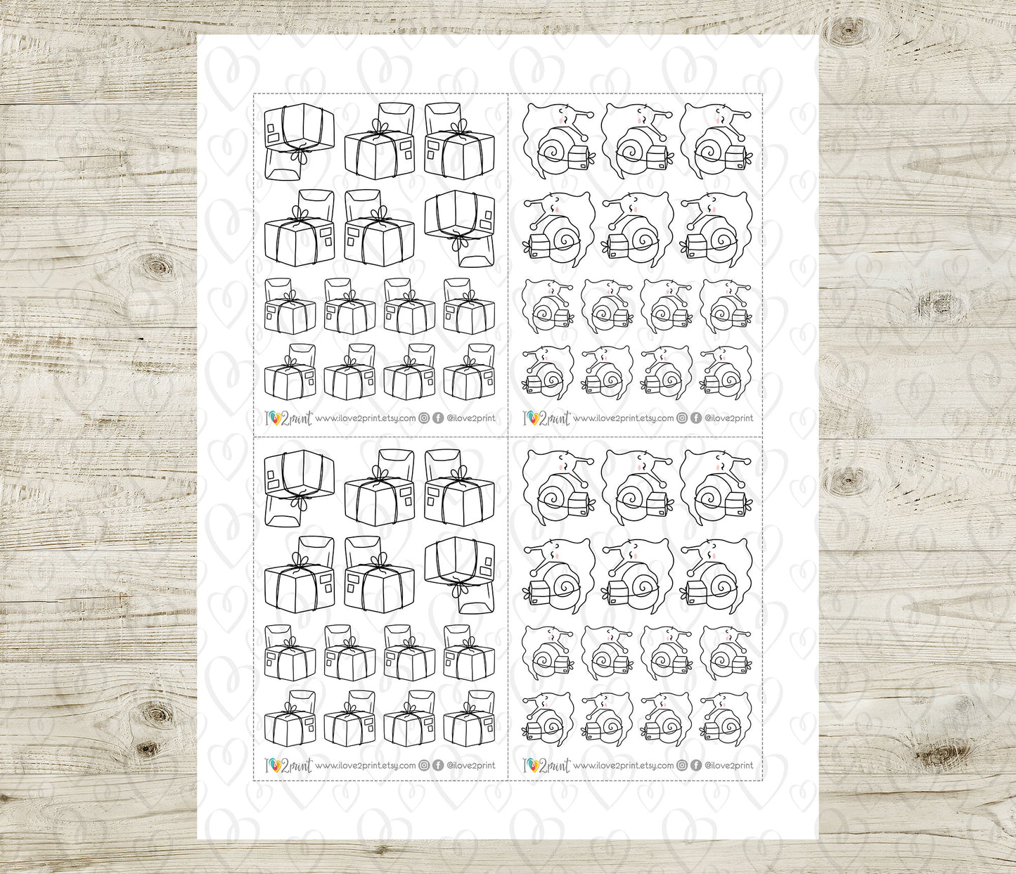 Elena Happy Mail II - DOODLE Printable Planner Sticker - PDF & Cut Files