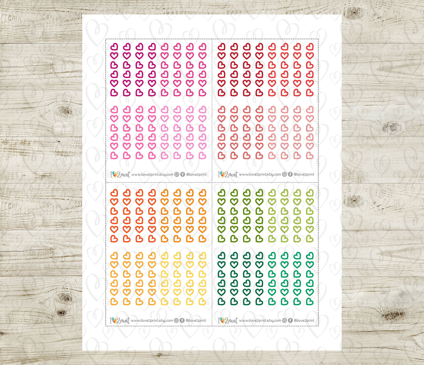 Heart Checklist Printable Planner Stickers – PDF & Cut Files