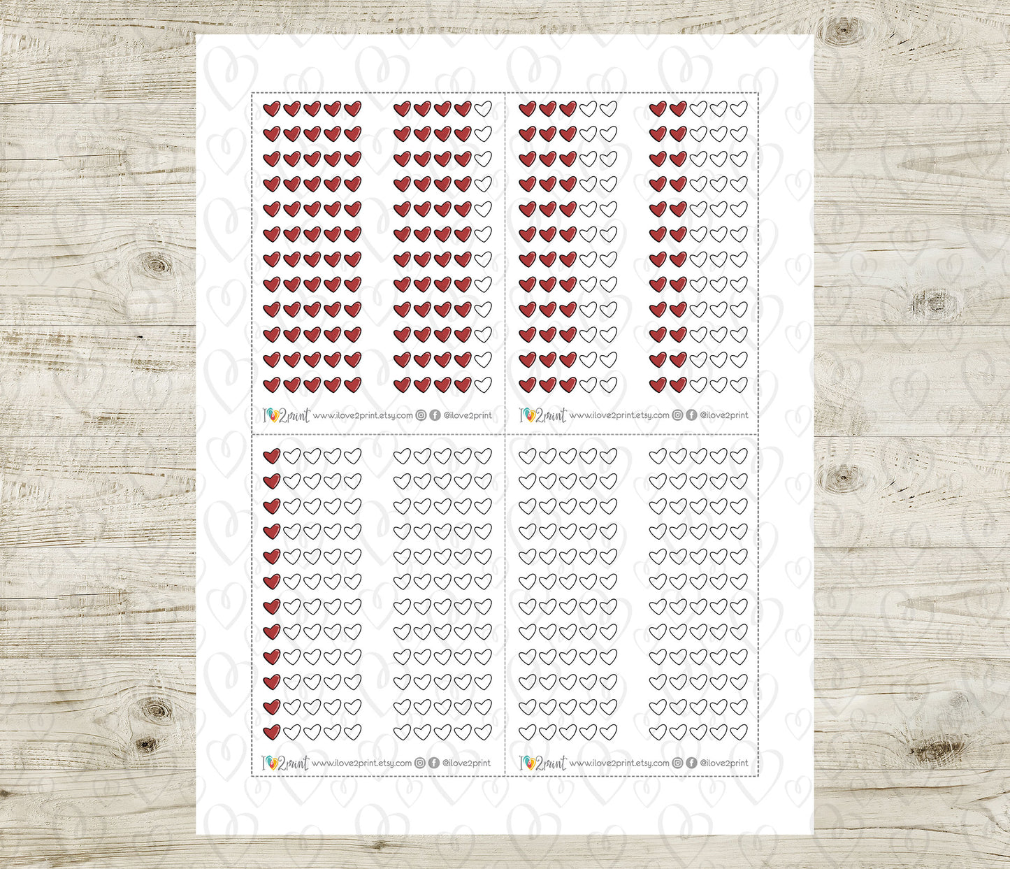 Heart Rating Printable Planner Stickers – Functional Tracker – PDF + Cut Files – Instant Download